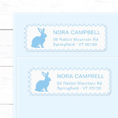 Modern Baby Blue Bunny Gingham Retouradres Etiket