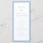 Modern Baby Blue Cross Boy Baptism Menu (Voorkant)