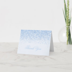 Modern Baby Blue Glitter Bedankt kaarten