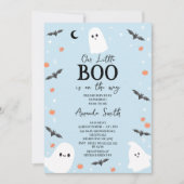 Modern Baby Blue Halloween Little Boo Baby shower Kaart (Voorkant)