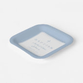 Modern Baby Blue Religius Cross Boy Baptism Papieren Bordje (Gebogen)