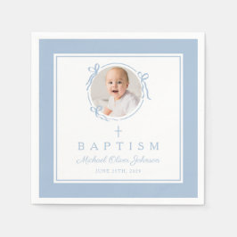 Modern Baby Blue Religius Cross Boy Baptism Servet
