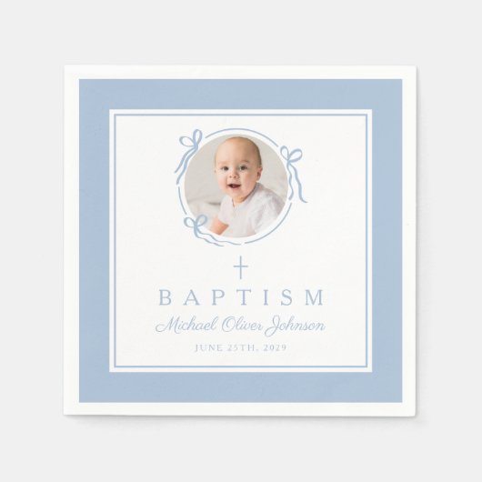 Modern Baby Blue Religius Cross Boy Baptism Servet (Voorkant)