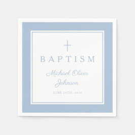 Modern Baby Blue Religius Cross Boy Baptism Servet