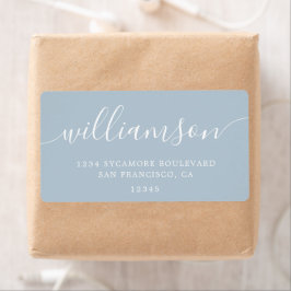 Modern Baby Blue Script Family Retouradres Etiket