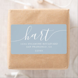 Modern Baby Blue Script Family Retouradres Etiket