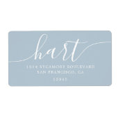 Modern Baby Blue Script Family Retouradres Etiket (Voorkant)