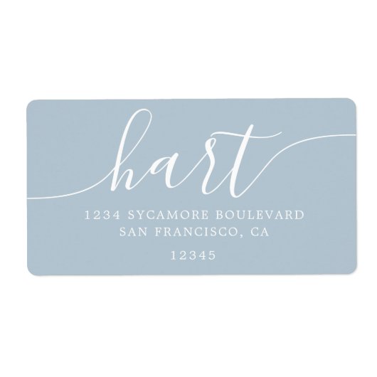 Modern Baby Blue Script Family Retouradres Etiket (Voorkant)