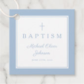 Modern Baby Blue Thank You Baptism Bedankjes Labels (Voorkant)