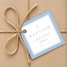 Modern Baby Blue Thank You Baptism Bedankjes Labels