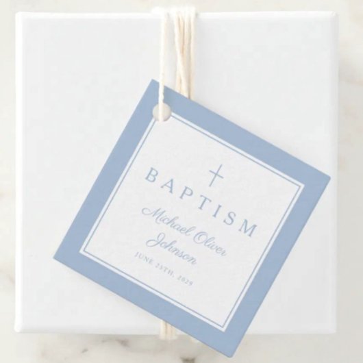 Modern Baby Blue Thank You Baptism Bedankjes Labels