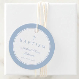 Modern Baby Blue Thank You Baptism Bedankjes Labels