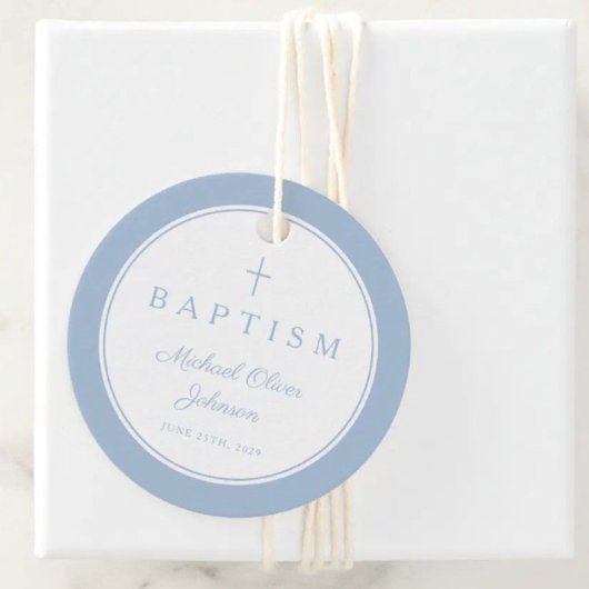 Modern Baby Blue Thank You Baptism Bedankjes Labels