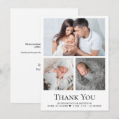 Modern Baby Boy 3 Foto's Geboortedatum Bedankkaart (Voorkant / Achterkant)