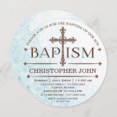 Modern Baby Boy Baptism Circle Invitation Kaart (Voorkant / Achterkant)