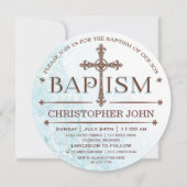 Modern Baby Boy Baptism Circle Invitation Kaart (Voorkant)