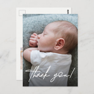 Modern Baby Boy Bedankt met foto's Briefkaart
