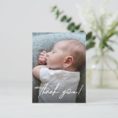 Modern Baby Boy Bedankt met foto's Briefkaart (Staand voorkant)