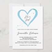 Modern Baby Boy Dusty Blue Heart Baby shower Kaart (Voorkant)