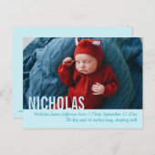 Modern baby boy foto aankondiging briefkaart (Voorkant / Achterkant)