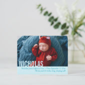 Modern baby boy foto aankondiging briefkaart (Staand voorkant)