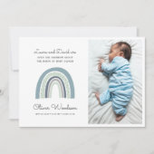 Modern Baby Boy Foto Blue Birth Notice Aankondiging (Voorkant)