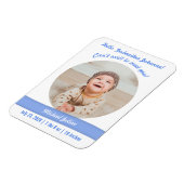 Modern Baby Boy Foto geboortedatum Godmoeder Magneet (Linkerzijde)