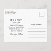 Modern Baby Boy Geboorte Foto Aankondiging Briefka (Achterkant)