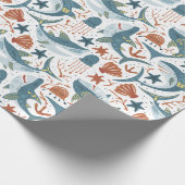 Modern Baby Boy Kids Verjaardag onder het Zee Shar Cadeaupapier (Hoek)