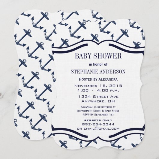 Modern Baby Boy Nautical Shower Kaart (Voorkant / Achterkant)