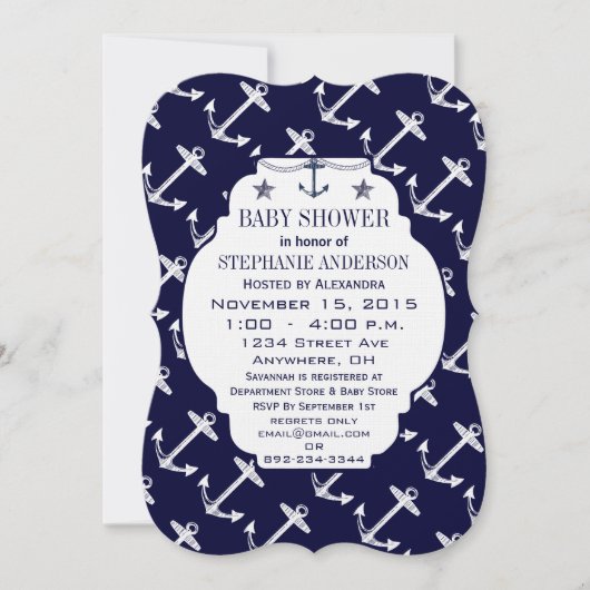 Modern Baby Boy Nautical Shower Kaart (Voorkant)