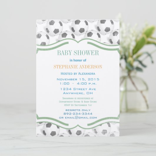 Modern Baby Boy Soccer Shower Kaart (Staand voorkant)