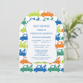 Modern Baby Boy Tow Truck Shower Kaart (Staand voorkant)
