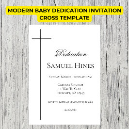 Modern Baby Dedication Invitation Cross Template Kaart