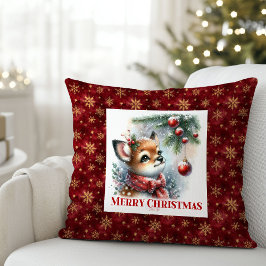 Modern Baby Deer Snowy Forest Kids Gift Christmas  Kussen