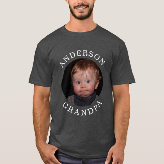 Modern Baby Face Personalized Child Photo Grandpa T-shirt (Voorkant)