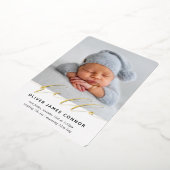 MODERN BABY FOTO elegant hallo calligrafie groot A Folie Uitnodiging (Gedraaid)