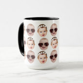 Modern Baby Gezichtspatroon Opa Verjaardagsvader Mok (Voorkant links)