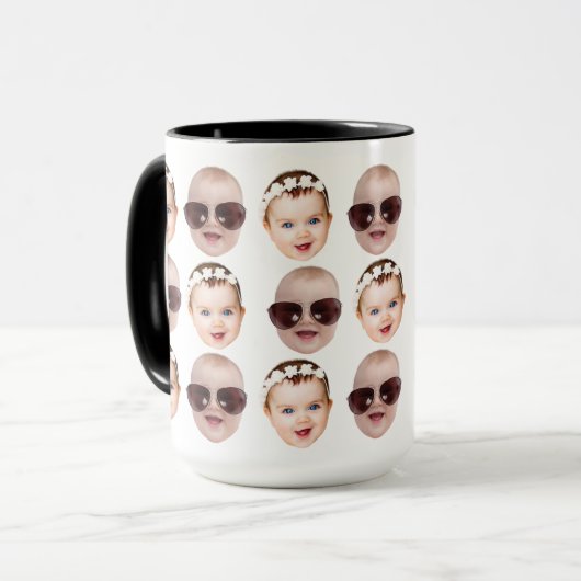 Modern Baby Gezichtspatroon Opa Verjaardagsvader Mok (Voorkant links)