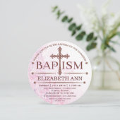 Modern Baby Girl Baptism Circle Invitation Kaart (Staand voorkant)