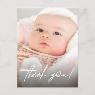 Modern Baby Girl Bedankt met foto's Briefkaart