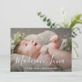 Modern Baby Girl Foto van Elegant Birth Aankondiging (Staand voorkant)