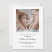 Modern Baby Girl Foto van Elegant Birth Aankondiging (Achterkant)