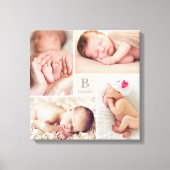 Modern Baby Girl Monogram Foto Collage Canvas (Voorkant)