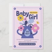 Modern Baby Girl Shower Kaart (Voorkant)