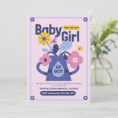 Modern Baby Girl Shower Kaart (Staand voorkant)