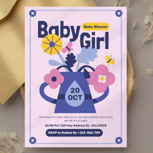 Modern Baby Girl Shower Kaart