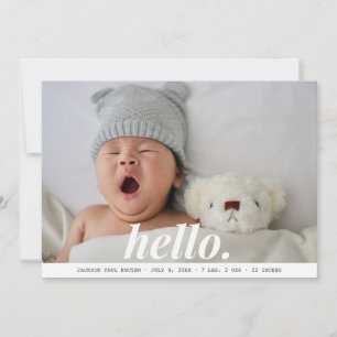 Modern Baby Grey Hallo geboorteaankondiging Aankondiging