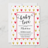 Modern Baby Love Hearts Baby shower Uitnodiging (Voorkant)