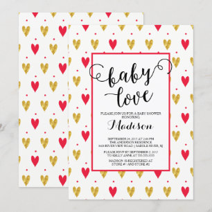 Modern Baby Love Hearts Baby shower Uitnodiging